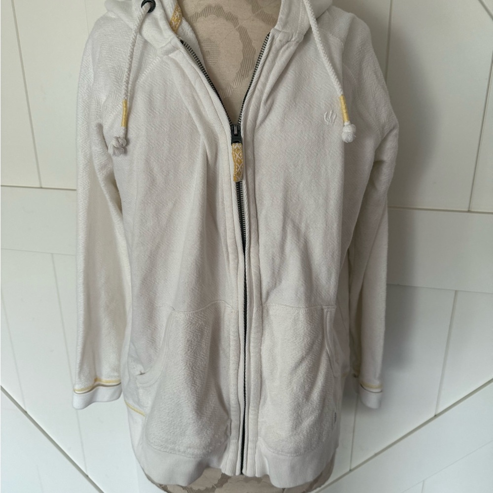 Fat Face Cream Hoodie with Yellow Detail